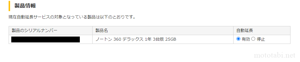 ノートンセキュリティ自動延長有効