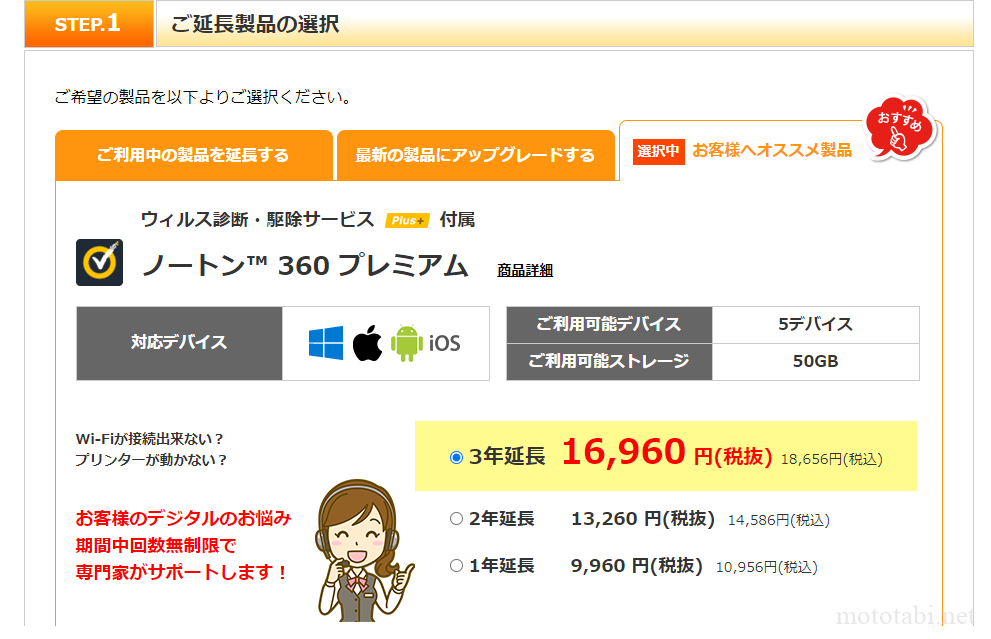 ノートンセキュリティ延長料金